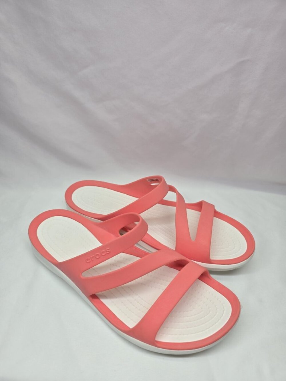 Crocs Swift water Seasonal Sandal Slide Lightweight Coral/White Size 9